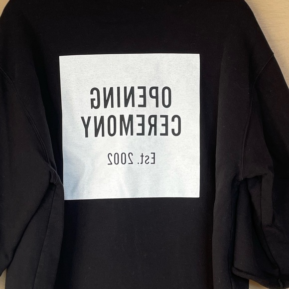 Opening Ceremony Box Logo Three Quarter Sleeve Sweatshirt, Black & White, Large - Picture 5 of 9
